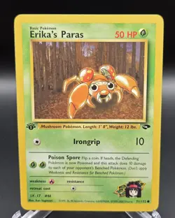 2000 Vintage ERIKA'S PARAS 71/132 1st Edition Gym Challenge WOTC Pokemon Card LP - Image 1