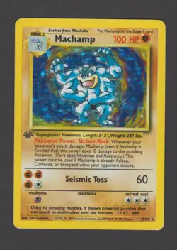 Pokemon Card Machamp 8/102 1st Edition Rare Holo Base Set WOTC Played - Image 1
