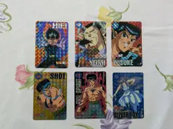 Vtg 6x Yu Yu Hakusho Carddass Prism Card Lot - Hiei Yusuke Yomi Shot Evil Silver - Image 1