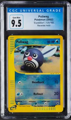 2002 Poliwag Pokemon Expedition Reverse Holo 125/165 CGC 9.5 - Image 1