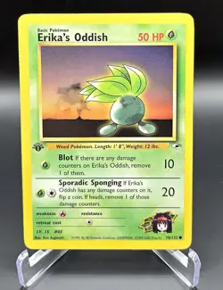 1999 Vintage 1st Edition Erika's Oddish 78/132 Gym Heroes WOTC Common Pokemon - Image 1