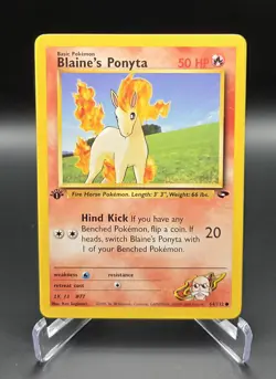 Vintage 1st Edition Blaine's Ponyta Regular Common Pokemon WOTC Gym Challenge - Image 1