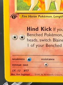 Vintage 1st Edition Blaine's Ponyta Regular Common Pokemon WOTC Gym Challenge - Image 5