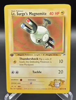 Vintage Pokemon Gym Heroes 80/132 Lt. Surge's Magnemite 1st Edition Pokemon Card - Image 1