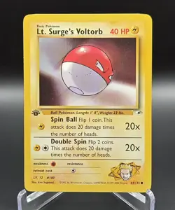 Vintage Pokemon Card 1st Edition Lt. Surge's Voltorb Common Gym Heroes 84/132 LP - Image 1