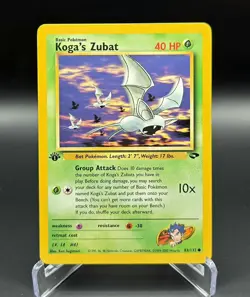 Vintage Koga's Zubat 83/132 1st Edition Gym Challenge WOTC Pokemon Card Common - Image 1