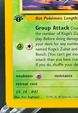 Vintage Koga's Zubat 83/132 1st Edition Gym Challenge WOTC Pokemon Card Common - Image 5
