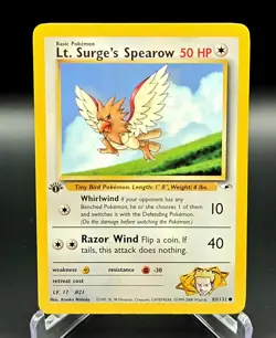 Pokemon Cards Lt. Surge's Spearow 83/132 1ST EDITION Gym Heroes WOTC Common LP - Image 1