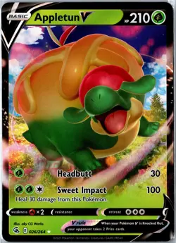 Pokemon Card - Appletun V 026/264 SWSH08: Fusion Strike Ultra Rare Holo NM - Image 1