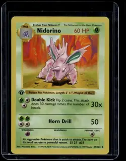 Pokemon TCG Nidorino 37/102 Base Set 1st Edition Shadowless NM B - Image 1