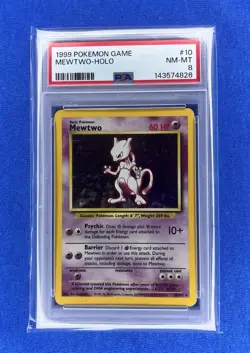 1999 Pokemon MEWTWO Holo #10/102 PSA 8 - Image 1