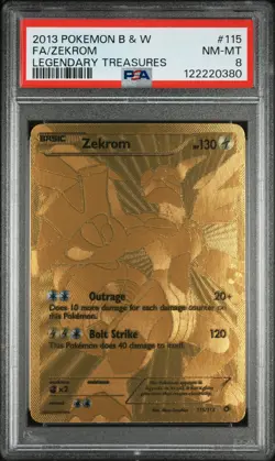 2013 POKEMON BLACK & WHITE LEGENDARY TREASURES #115 FULL ART/ZEKROM PSA 8 - Image 1