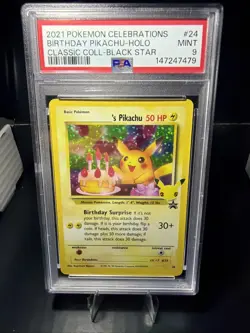 PSA 9 Pokemon TCG: Birthday Pikachu 24 Celebrations 25th Anniversary Black Star - Image 1