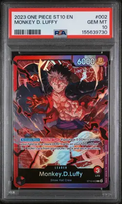 2023 ONE PIECE ULTRA DECK ST10-THE THREE CAPTAINS #002 MONKEY D. LUFFY PSA 10 - Image 1