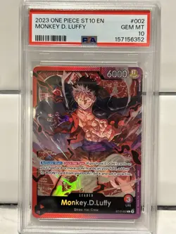 2023 ONE PIECE ULTRA DECK ST10-THE THREE CAPTAINS #002 MONKEY D. LUFFY PSA 10 - Image 1