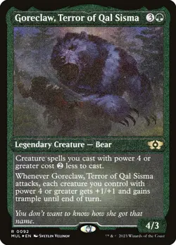 MTG Goreclaw, Terror of Qal Sisma 92 Rare Etched Foil Multiverse Legends - Image 1