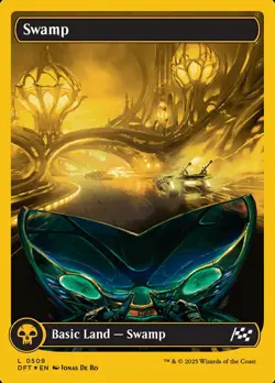 MTG Swamp 509 Aetherdrift Full Art Land First Place Foil - Image 1