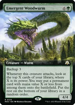 MTG Emergent Woodwurm 124 Rare Extended Art March of the Machine Commander - Image 1