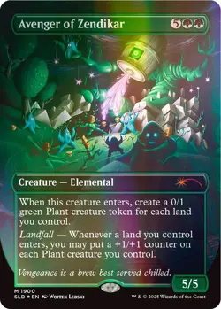 MTG Avenger of Zendikar 1900 Mythic Double Rainbow Foil Borderless SLD - Image 1