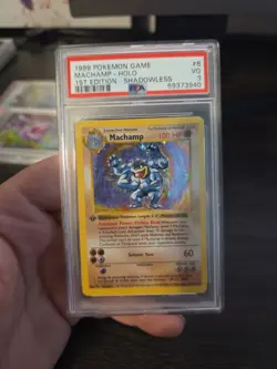 1999 POKEMON BASE SET 1ST EDITION-SHADOWLESS #8 MACHAMP-HOLO PSA 3 - Image 1