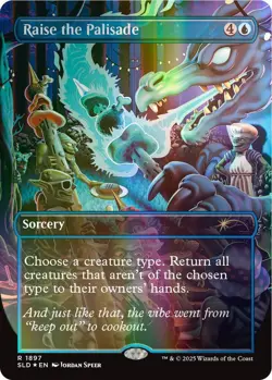 MTG Raise the Palisade 1897 Rare Double Rainbow Foil Borderless Secret Lair Drop - Image 1