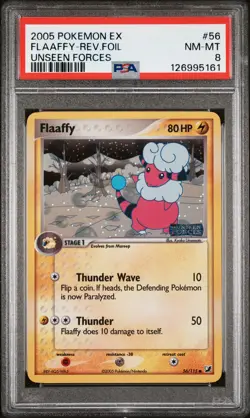 2005 POKEMON EX UNSEEN FORCES #56 FLAAFFY-REVERSE FOIL PSA 8 - Image 1