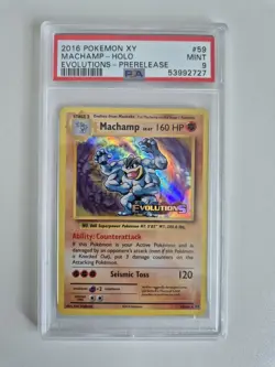PSA 9 Machamp 59/108 XY Evolutions Prerelease Holo Pokemon Card 2016 MINT - Image 1