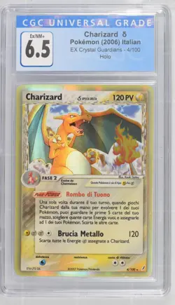 2006 POKEMON ITALIAN EX CRYSTAL GUARDIANS #4 CHARIZARD-HOLO CGC 6.5 - Image 1