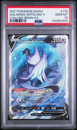 2021 POKEMON SWORD & SHIELD CHILLING REIGN FULL ART/GALARIAN ARTICUNO V PSA 10 - Image 1