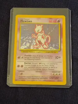 MEWTWO Pokemon 10/102 Base Set Holo Rare 1999 Vintage free ship - Image 1