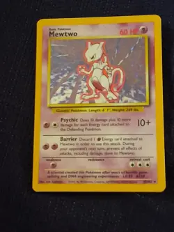 MEWTWO Pokemon 10/102 Base Set Holo Rare 1999 Vintage free ship - Image 2