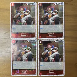 One Piece - Buggy - OP03-008 Uncommon - Pirate FOIL - PRB02 Reprint - 4 Card Set - Image 1