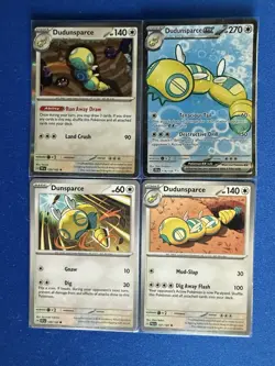 Dudunsparce EX+Dudunsparce (x2/1 Holo)+Dunsparce 4-card Pokemon lot - PWE - Image 1