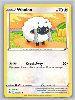 Wooloo 222/264 Common Fusion Strike Pokemon Card A005-019 Lightly Played - Image 1