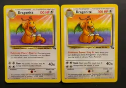 Dragonite (x2) #19/62, Fossil Regular Rare Unlimited, Vintage Pokemon TCG LP - Image 1