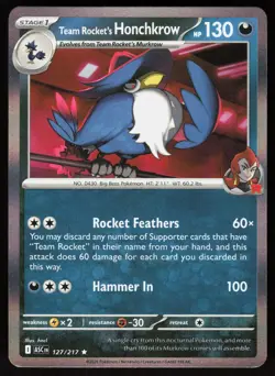 Team Rocket's Honchkrow 127/217 Rare Ascended Heroes Pokemon Holo Near Mint - Image 1
