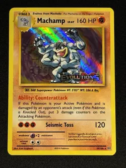 Pokemon TCG Machamp Evolutions Prerelease Promo Holo 59/108 2016 Stamped Bleed - Image 1