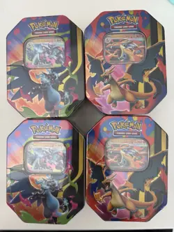 Pokemon TCG Mega Charizard EX Tins Set of 4 (X & Y) ✅ Sealed - Image 1
