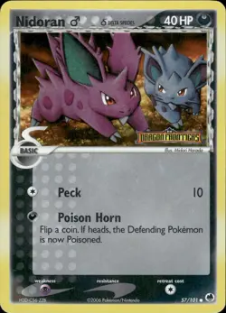 Nidoran M 57/101 Common Dragon Frontiers Pokemon Reverse Holo Lightly Played - Image 1