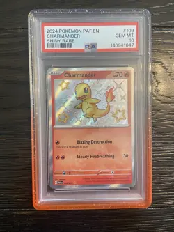 2024 POKEMON PAF EN-PALDEAN FATES SHINY RARE #109 CHARMANDER PSA 10 - Image 1