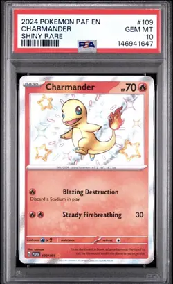 2024 POKEMON PAF EN-PALDEAN FATES SHINY RARE #109 CHARMANDER PSA 10 - Image 2