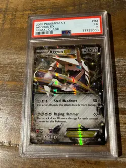 Pokemon 2015 XY Primal Clash AGGRON EX #93 PSA 5 RARE - Image 1