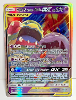 Pokemon Muk & Alolan Muk GX 61/214 Sm-Unbroken Bonds Holo - Creased - Image 1