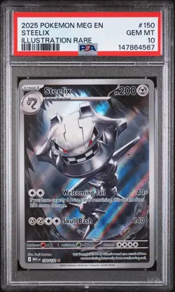2025 POKEMON MEG EN-MEGA EVOLUTION ILLUSTRATION RARE #150 STEELIX PSA 10 - Image 1