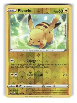 Pikachu 065/202 Common Sword & Shield Pokemon Reverse Holo Near Mint - Image 1