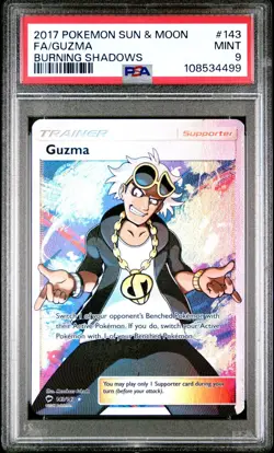 Guzma Pokemon Burning Shadows Full Art #143 PSA 9 - Image 1