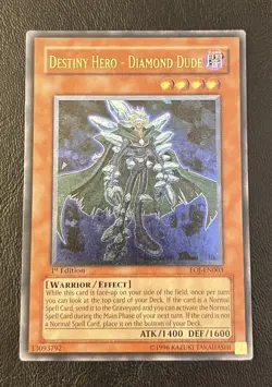 1996 Yu-Gi-Oh TCG Destiny Hero Diamond Dude 1st Edition Ultimate Rare EOJ-IT003 - Image 1