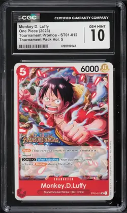 CGC 10 ENGLISH One Piece Monkey D. Luffy ST01-012 Promo Tournament Pack Vol. 5 - Image 1