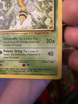 Pokemon Tcg Beedrill 17/102 Base Set Unlimited Non Holo HP - Image 4