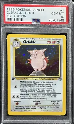 PSA 10 GEM MINT 💎 1999 POKEMON JUNGLE 1ST EDITION HOLO - CLEFABLE #1 (LOW POP) - Image 1